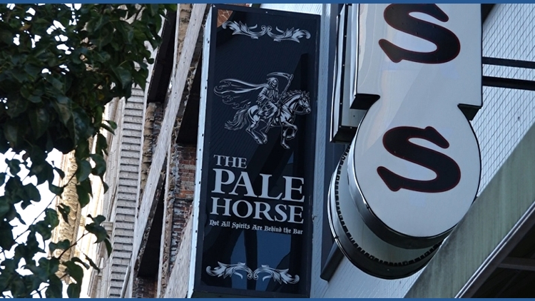 A festive Halloween scene at The Pale Horse bar in downtown Toledo.